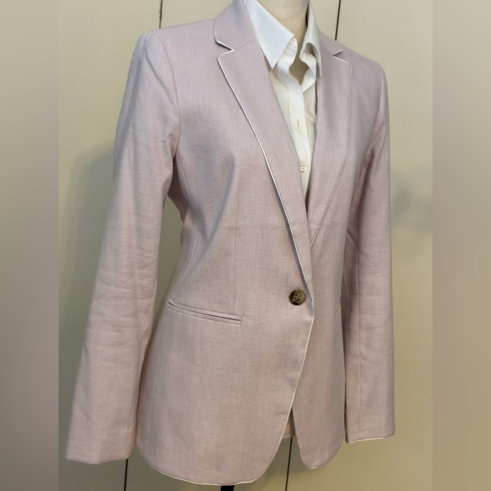 Linen Blend Lilac Herring Bone Jacket from Ann Taylor - Picture 4 of 14
